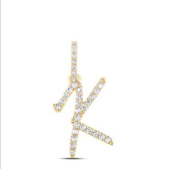 Stunning 10k solid real gold K initial SI diamond pendant with appraisal Letter - Picture 1 of 7